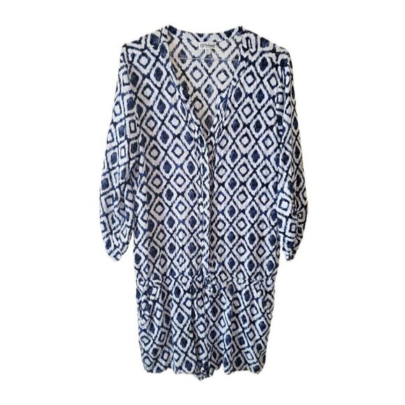 P.J. Salvage Blue & White Patterned Romper - Picture 1 of 3
